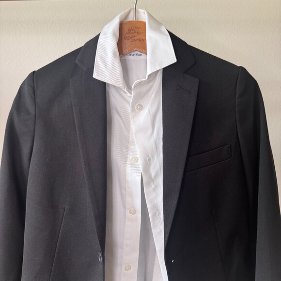 Calvin Klein Boys Black Suit Set 3 Piece Formal Outfit + Dress Shirt Sz 8 | Wedd - Picture 4 of 16